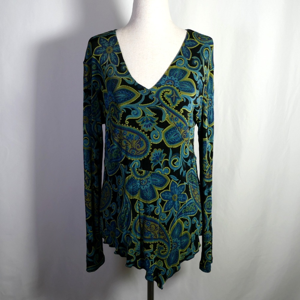 VTG Mirasol Y2K Fairy Grunge Whimsigoth Asymmetric Top Size S Floral Whimsical